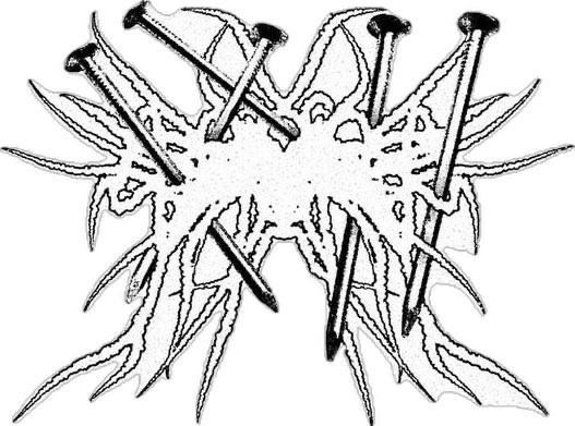 Spiky logo pierced by nails
